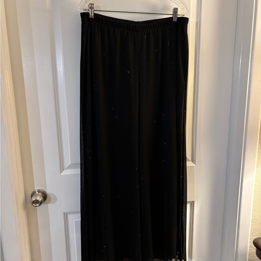 Dress Barn Black Shimmer Flowing Wide-Leg Palazzo Pants Sz 18/20